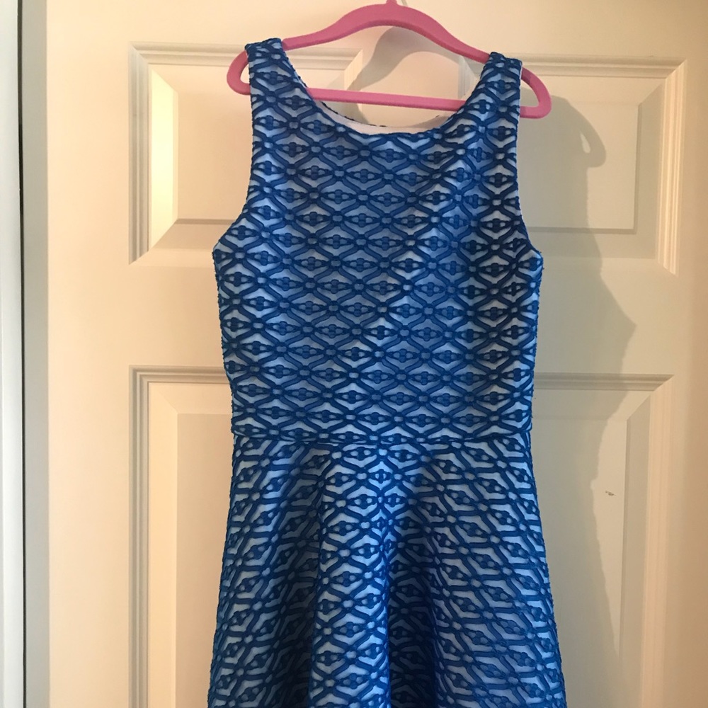 Girls Dress: Beautiful blue overlay on white